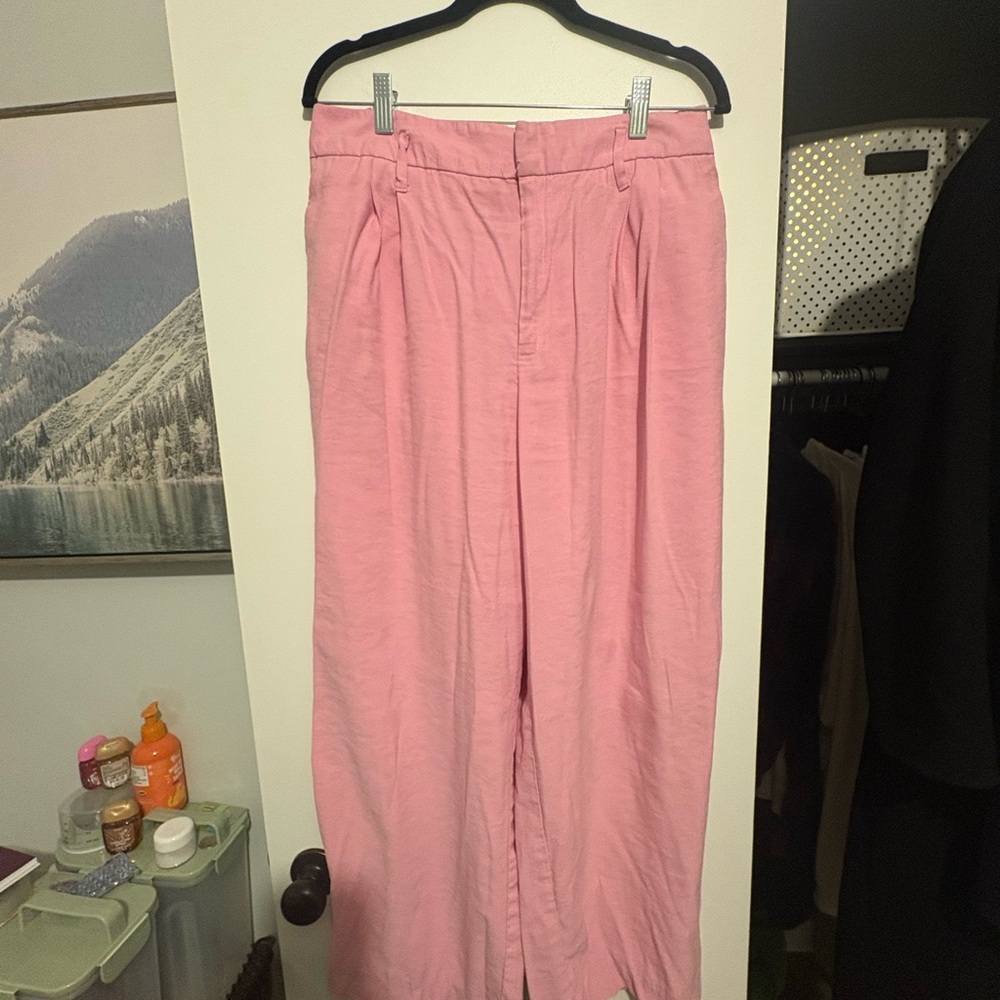 Pink High waisted Wide-Leg Pants